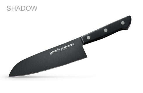 SH-0095 Нож кухонный "Samura SHADOW" Сантоку с покрытием BLACK FUSO 170 мм, AUS-8,G-10