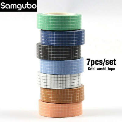 7pcs/set Grid Washi Tape Set