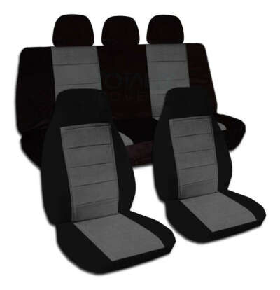Full Set Two-Tone Car Seat Covers with 3 Rear Headrest Covers