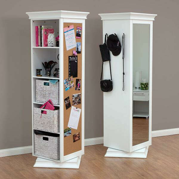 DealsDirect - Display-It Rotating Swivel Storage Mirror and Bookcase