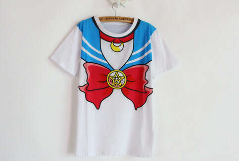 Harajuku Sailor Moon Crystal T-Shirt Tops - Blue  S/M/L/XL  from Sandysshop