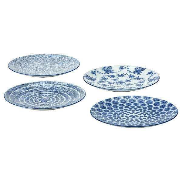 ENTUSIASM Side plate, patterned/blue, 18 cm - IKEA Ireland