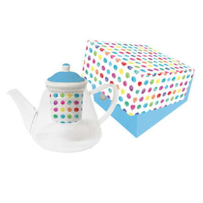 Чайник с ситечком стеклянный Color Spots