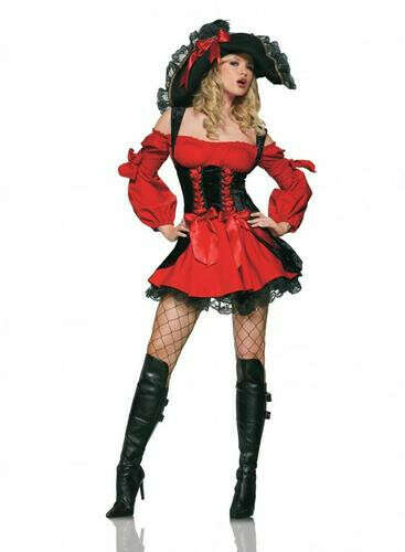 Sexy Delux Caribbean Pirate Adult Costume Fancy Dress Up Halloween Cosplay & Hat