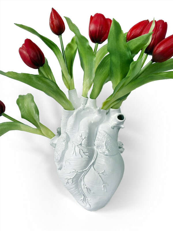 Ваза Terra Design Heart Сердце, белый, H20x14x9см