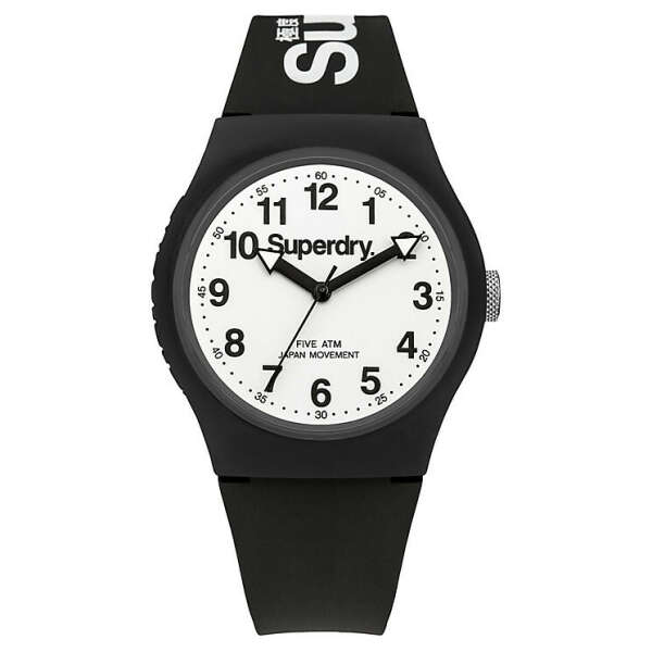 Superdry Men&#039;s Urban Black And White Slim Silicone Watch