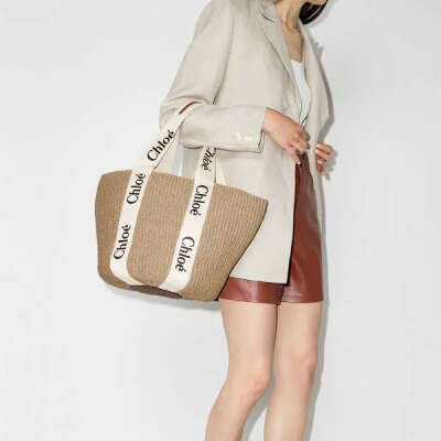 large Woody logo-strap tote bag