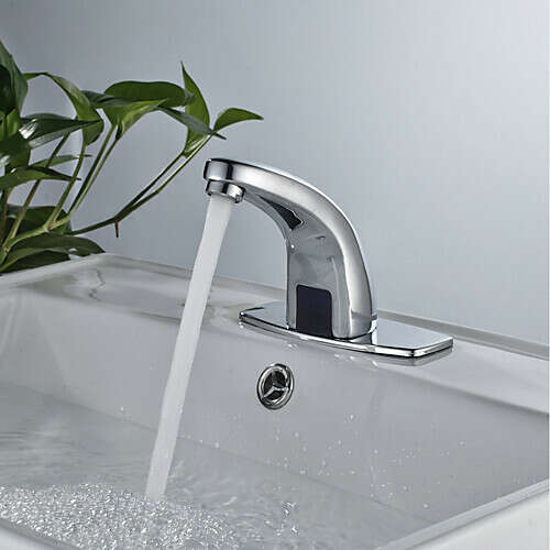 Contermpoary Sensor Chrome Free Standing Single Handle One Hole Bathroom Sink Faucet– FaucetSuperDeal.com