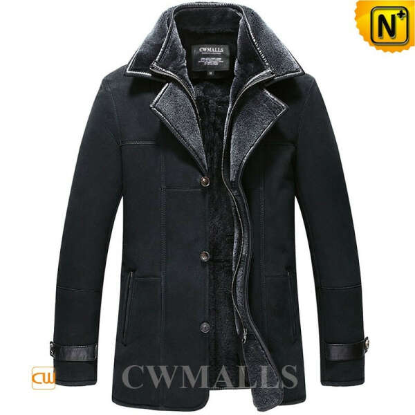 CWMALLS® Bern Shearling Sheepskin Coat for Men Black CW855567[Patented Product, Made to Order]