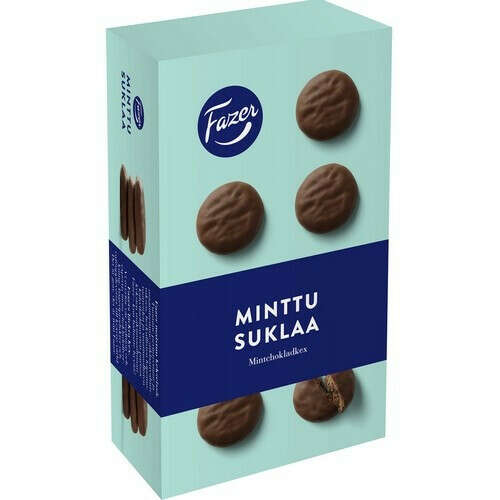 FAZER Minttusuklaa мятное печенье в шоколаде, 185 гр