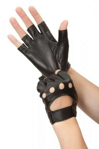 Женские водительские перчатки (чёрные, без пальцев)