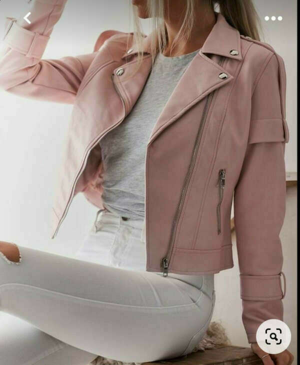 Кожаную куртку розовую или белую