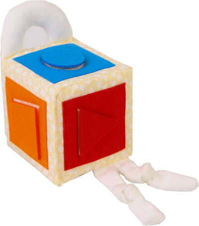 Фетровый бизикубик "Геометрические формы", детская игра для развития мелкой моторики, мягкая игрушка с липучками для изучения геометрических форм
