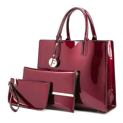 3 Sets High Quality Patent Leather Women Handbags Luxury Brands