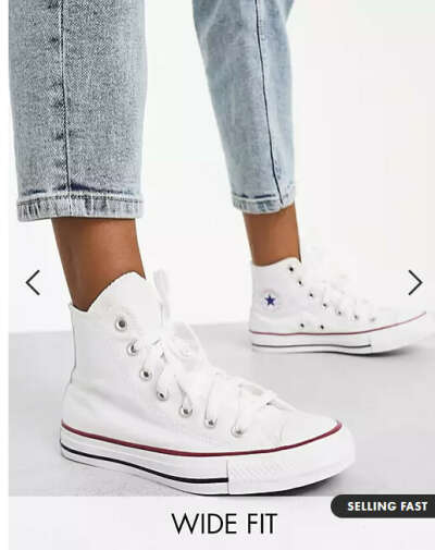 Converse Chuck Taylor All Star Hi Wide Fit unisex trainers in white UK6