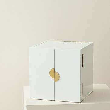 Modern White Lacquer Jewelry Box - Cube