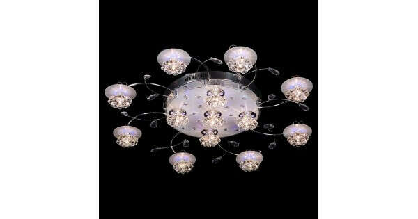 Multi Swirl Glass and Crystal Ceiling Light with In-built LED, Remote and Bulbs
