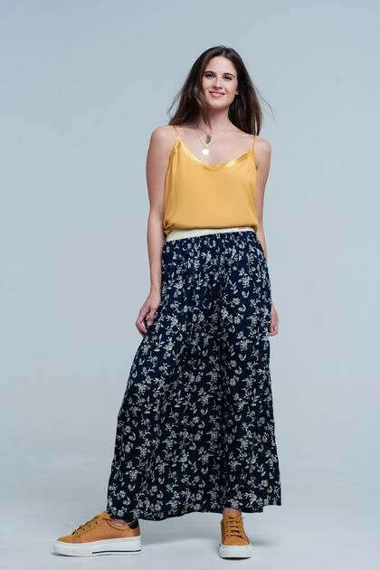 Mustard cami top with shiny pattern