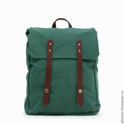 Рюкзак из вощеного хлопка, зеленый