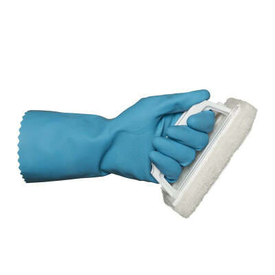 Flocklined Rubber Gloves - Blue - Small