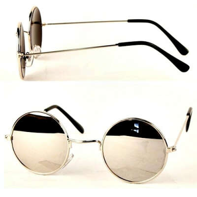 Round Silver Frame Mirror Lens Sunglasses