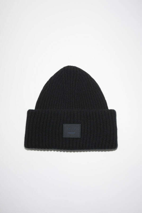 Ribbed beanie hat - Black