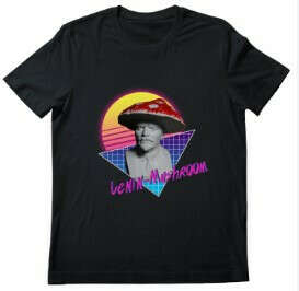 Женская футболка «Ленин-гриб в Синтвейв» цвет черный