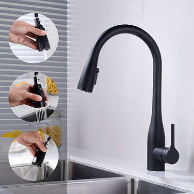 Contemporary Pull-out Single Handle One Hole Painted Finishes Kitchen Faucet– FaucetSuperDeal.com