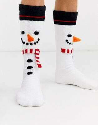 Пушистые носки-слиперы с изображением снеговиков ASOS DESIGN