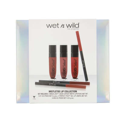 Подарочный набор Mistletoe lip collection-жидкие матовые помады + карандаши для губ 3 тона Wet n Wild