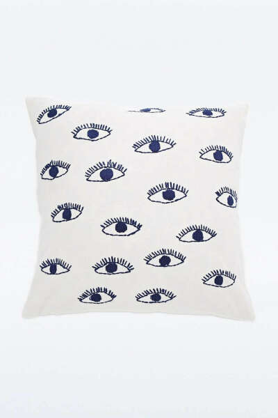 Embroidered Eyes Cushion Cover