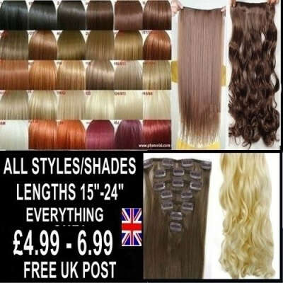 Full Head Clip in Hair Extensions All Lengths All Colours Straight and Wavy