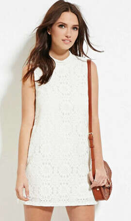 Ebroidered Lace Overlay Shift Dress
