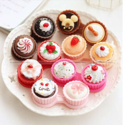 Cup Cake Cute Travel Contact Lens Case Eye Care Kit Holder Hard Box