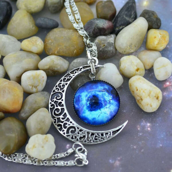 Galaxy Space Nebula Sun Celestial Crescent Moon Pendant Necklace Jewelry 1Pcs