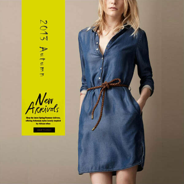 2013 Autumn Fashion Celebrity Style Slim Jeans Women&#039;s Denim Dress Thin Blue Solid Long Sleeve Jeans Dress Free Sashes B032-in Dresses from Apparel & Accessories on Aliexpress.com