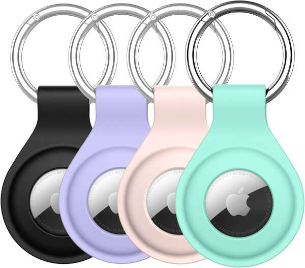 JETech Silicone Case for AirTag 2021 with Keychain, Protective Air Tag Keychain Holder, Portable Key Ring Case, Easy Installation, 4 Pieces (Black/Pink/Light Purple/Mint Green) : Amazon.nl: Electronics & Photo