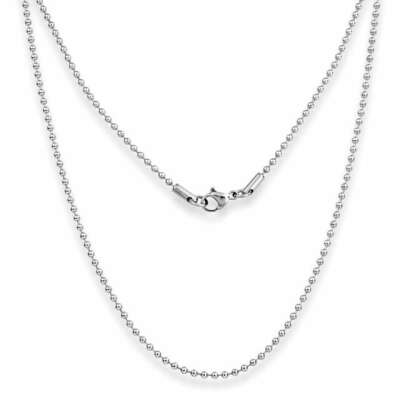 2mm Ball Mens Necklace - Silver Chain Stainless Steel Jewellery (12) - mens neck chains UK