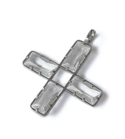 Серебряная основа-крест «Святая» с горным хрусталем