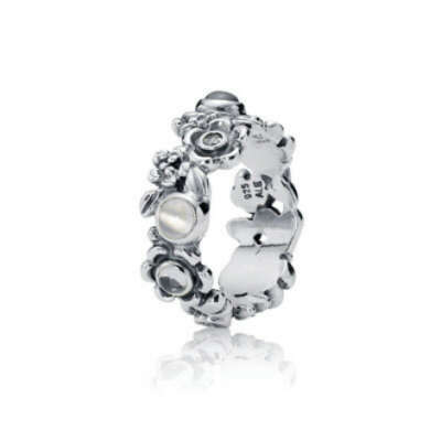 PANDORA | Серебряное кольцо 925, голубой топаз, лунный камень