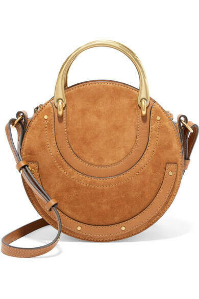 CHLOÉ Pixie suede and textured-leather shoulder bag