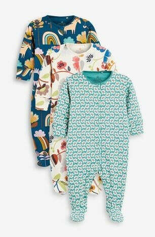 Слипы NEXT -  - 3 пижамы с цветочным принтом в стиле ретро (0 мес. - 2 лет)