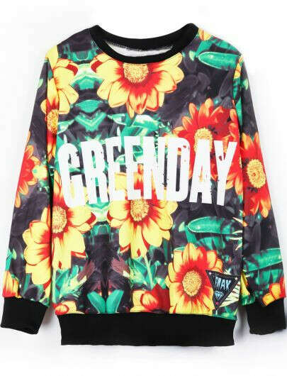 Sudadera GREENDAY Girasol manga larga-Verde y amarillo