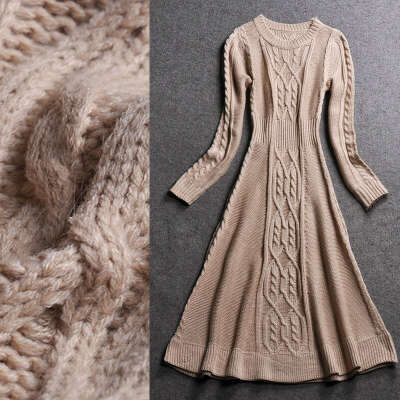 free shipping Fashion vintage 2013 long sleeve slim knitted one piece dress all match fashion basic sweater full dress-inDresses from Apparel & Accessories on Aliexpress.com