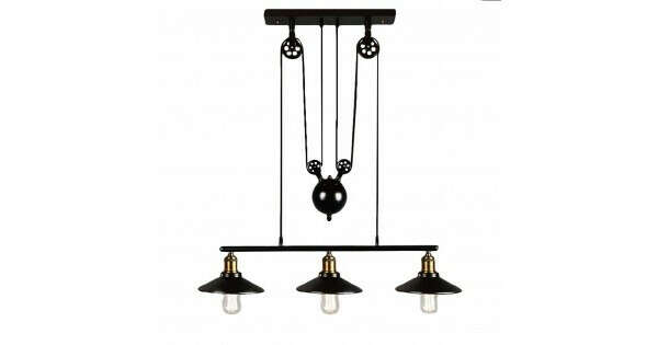 Retro Iron Pulley Row Pendant Light with LED Filament Bulbs