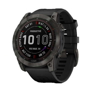 Смарт часы Garmin Fenix 7X Sapphire Solar угольно-серые с силиконовым ремешком