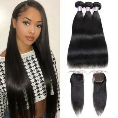 Luxury Super Silky Straight 11A 3ps Bundles + (4X4) closure | Golden luxury lace