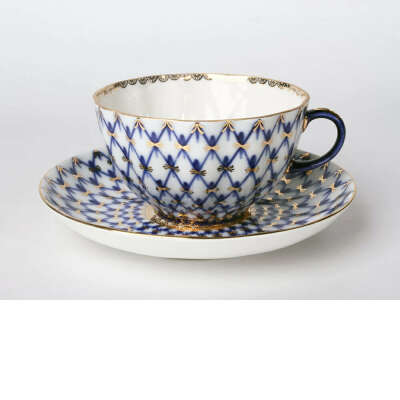 Чашка с блюдцем чайная 250 мл форма Тюльпан рисунок Кобальтовая сетка арт. 81.10105.00.1
