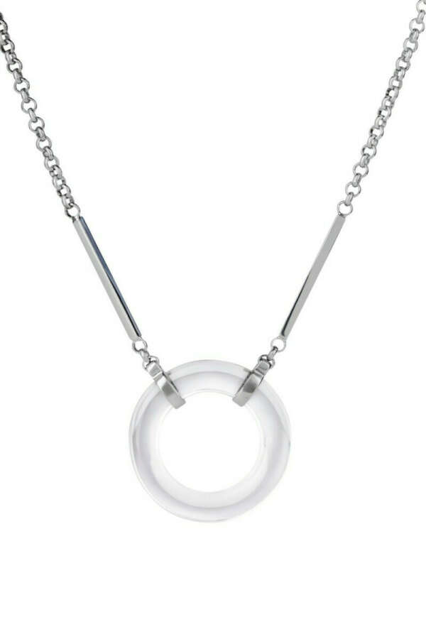 Ожерелье с кольцом из горного хрусталя из серебра 925 покрытого родием – купить в интернет-магазине AVGVST