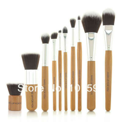10 PCS Pro Cosmetic Brush set Bamboo Handle Synthetic Makeup Brushes Kit make up brush set tools Free Shipping-in Makeup Brushes & Tools from Beauty & Health on Aliexpress.com